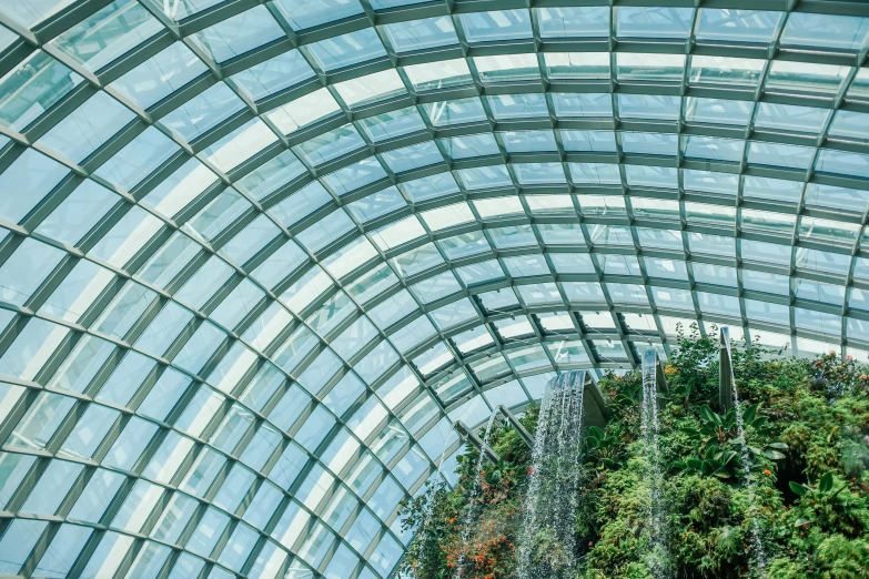 an outdoor tunnel is seen from below