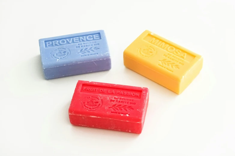 three soap bars sitting on top of each other