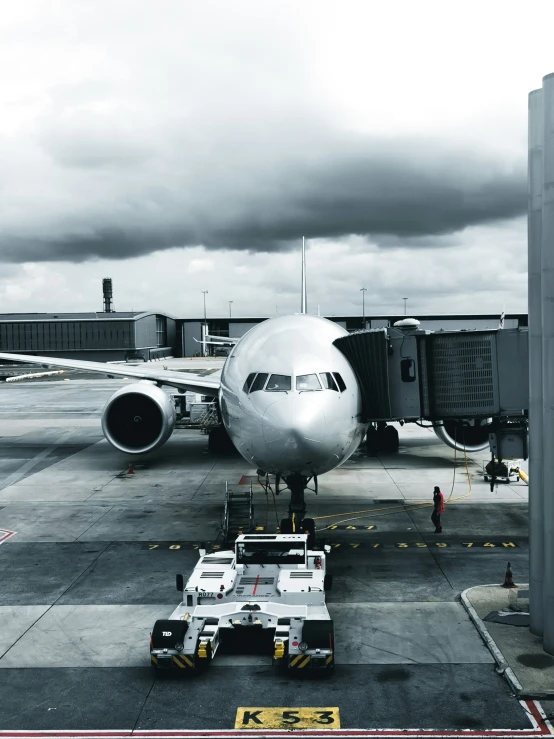 a plane sitting on the tarmac as it comes off