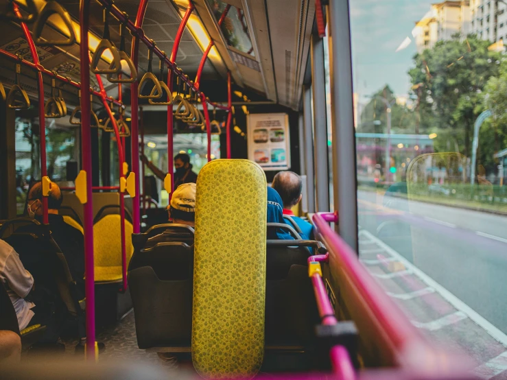 the view from inside a public transit bus