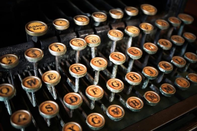 the letters and numbers on an old fashioned typewriter