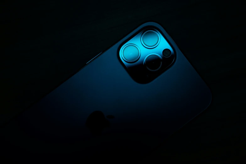 a blue camera on a cell phone