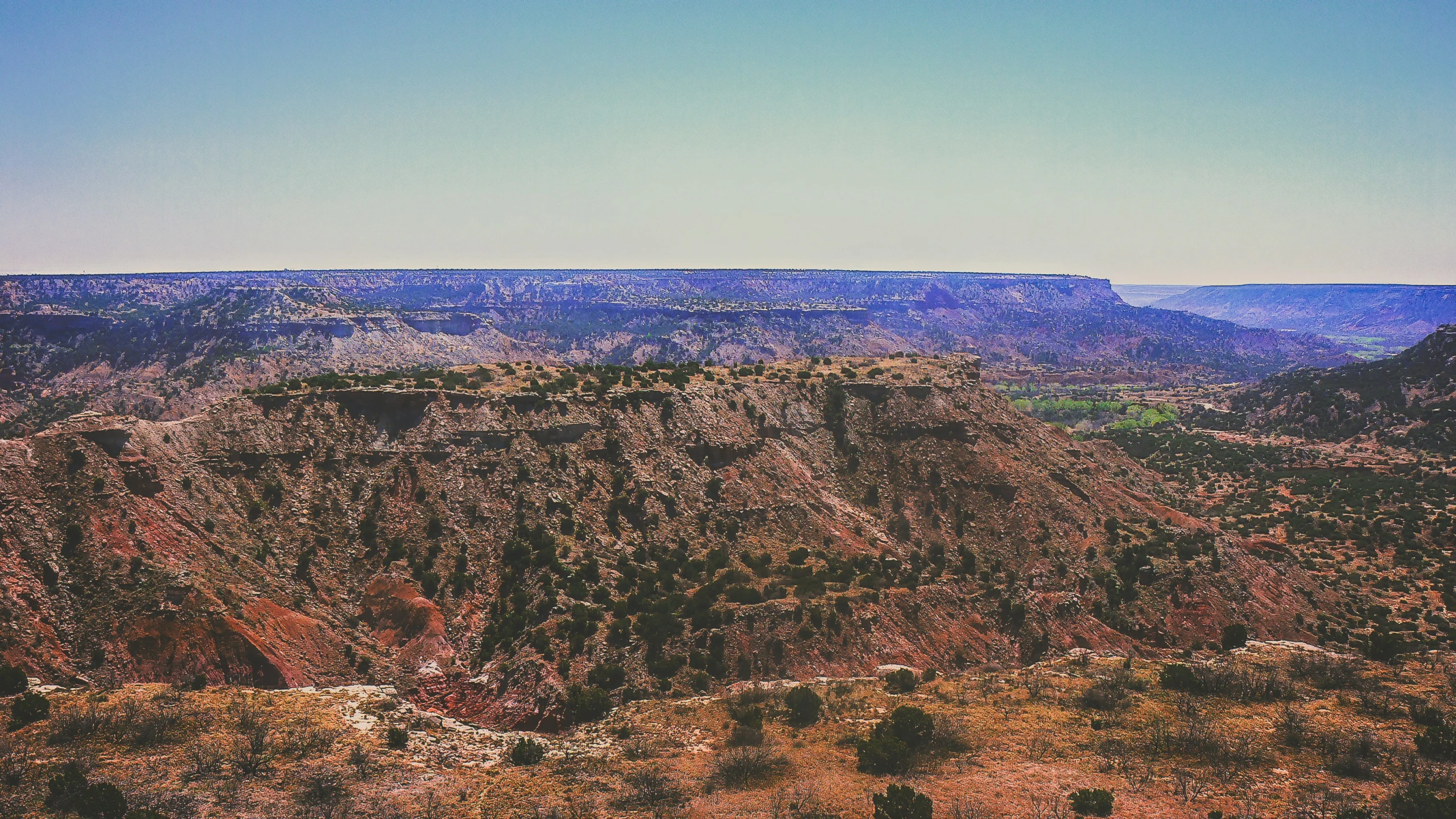 a view of a very big mountain range with trees on the side