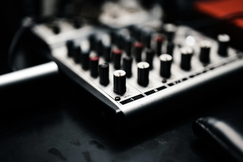 a close up view of some ons in a recording console