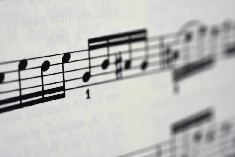 an old musical score hanging in front of a wall