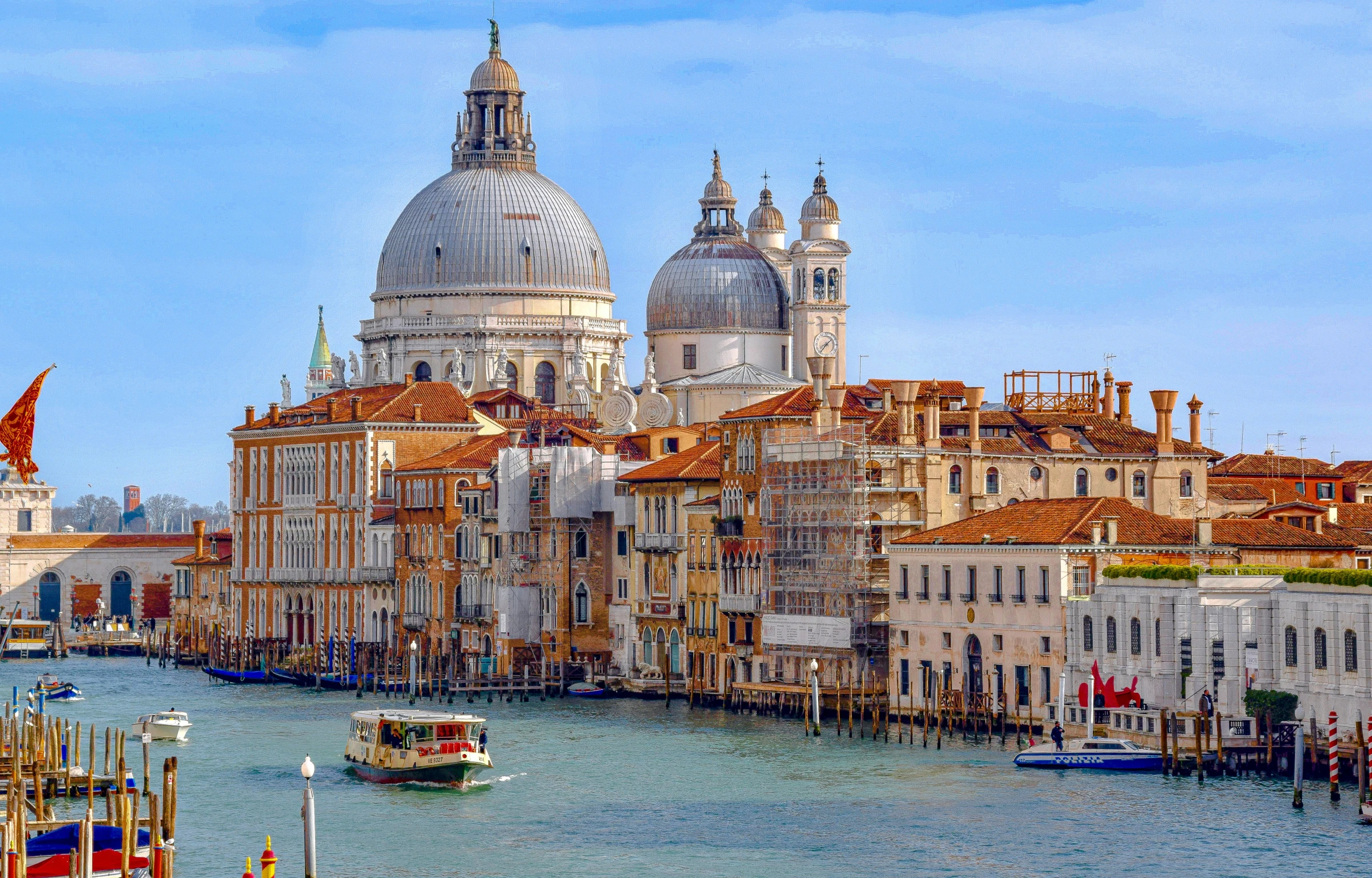 a view of the city of venice from the harbor