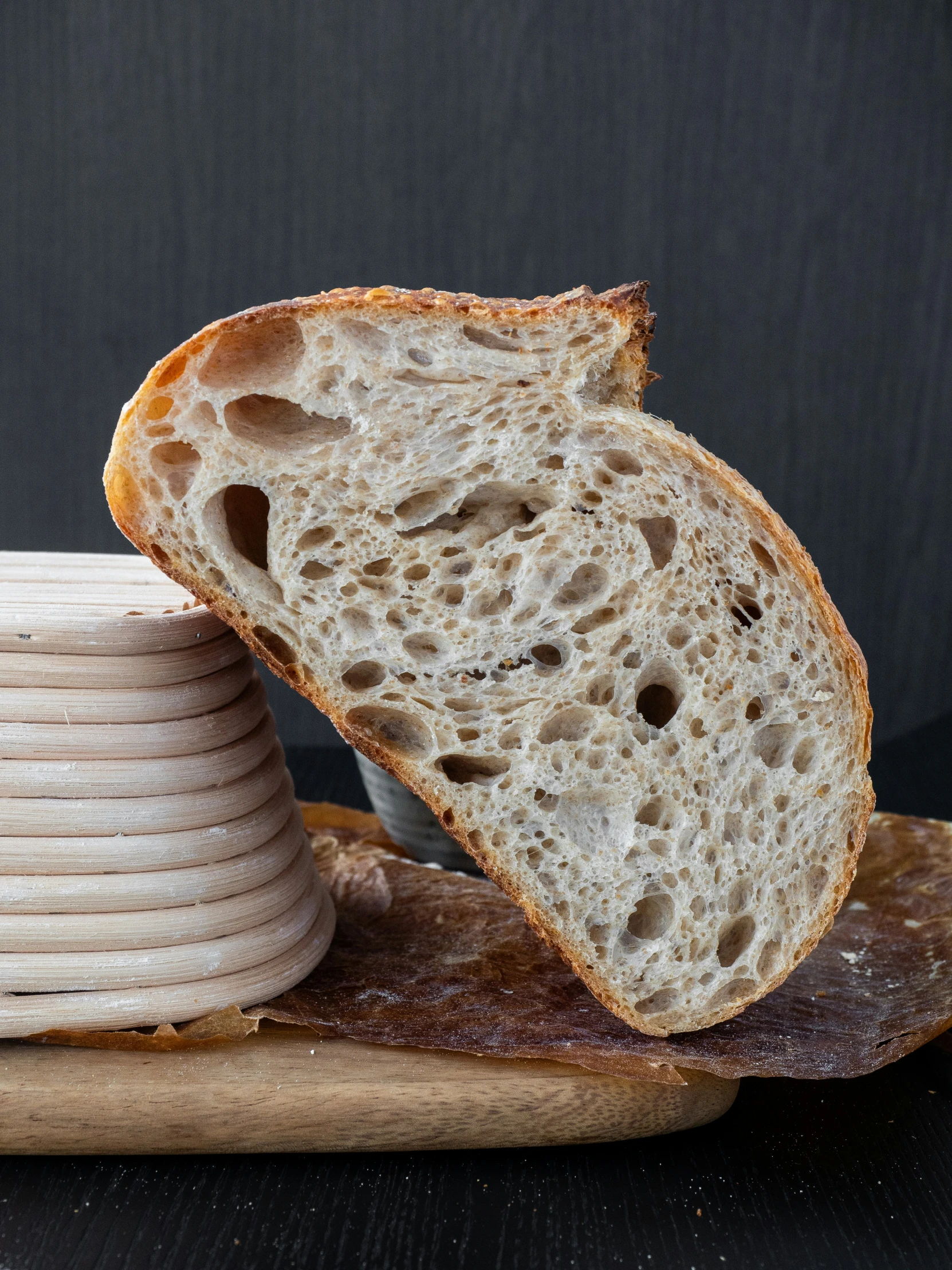 slices of bread sit next to stack of bread