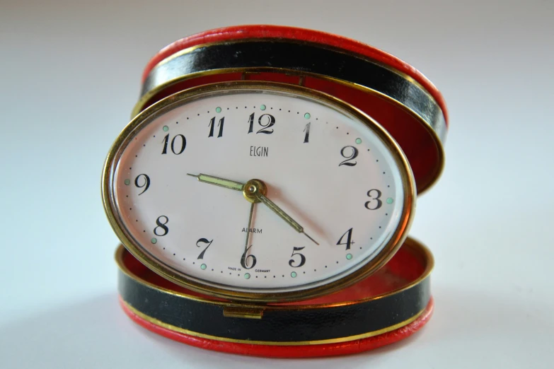 a clock that is sitting on a table