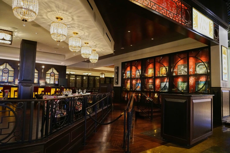 the interior of an elaborately designed bar