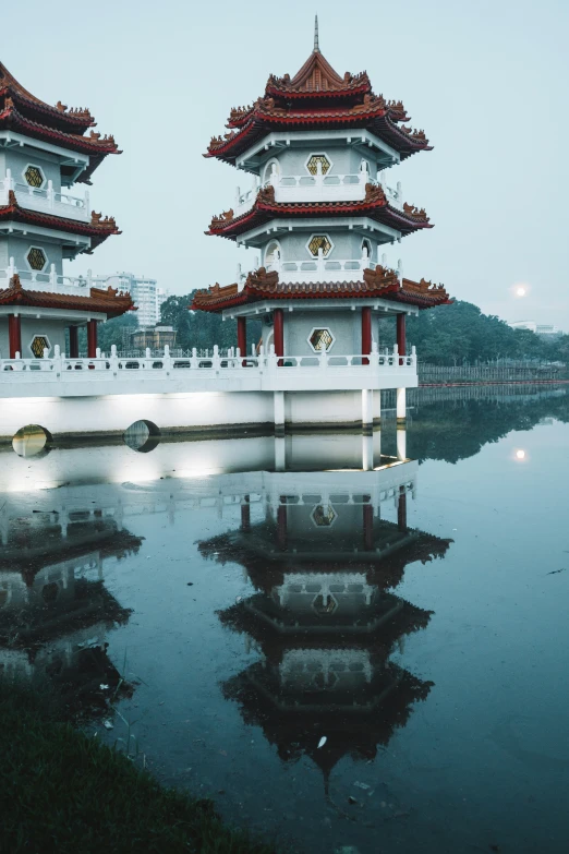 the architecture has been reflected in the water