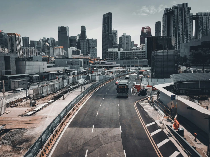 a large city is seen with the construction going on