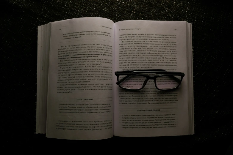 glasses on the page of a book