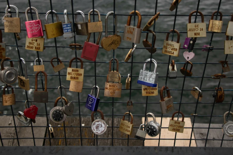 a wall filled with locks and keys to different countries