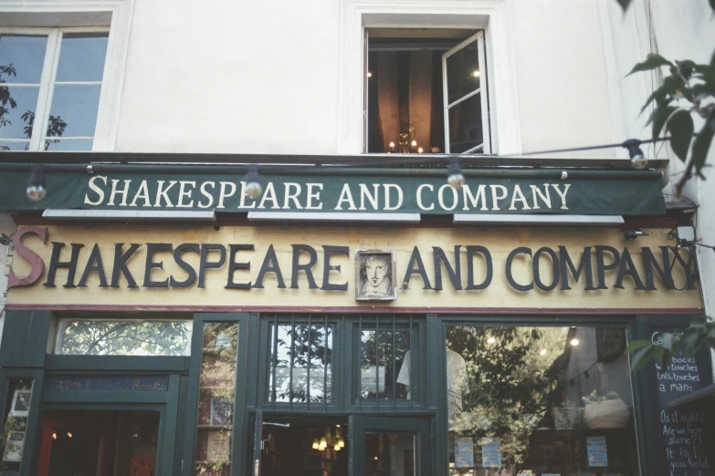 an empty shakespeare and company with glass doors