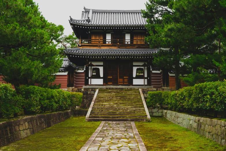 a very nice looking pagoda with steps leading up to it