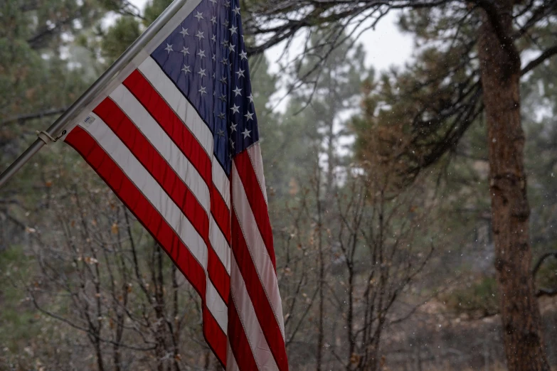 a flag that is hanging on a pole