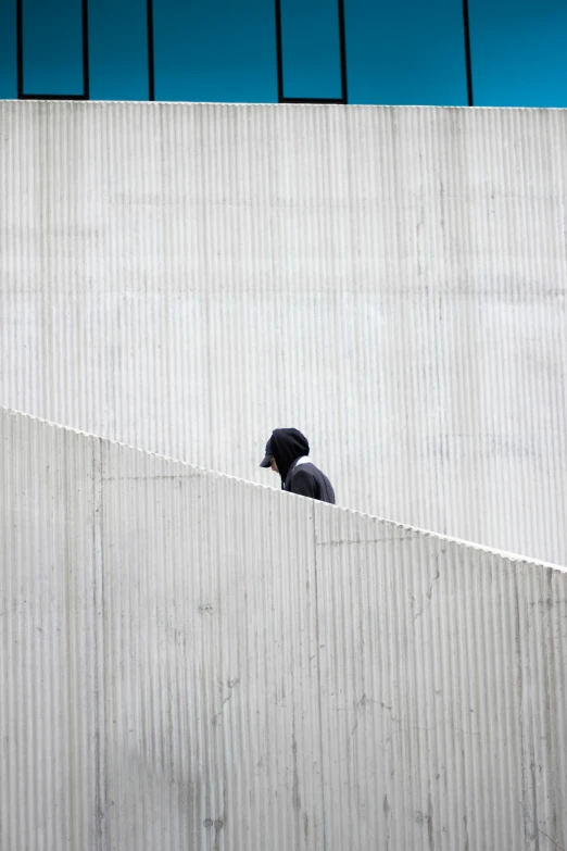 two black bears peeking out from behind a concrete wall