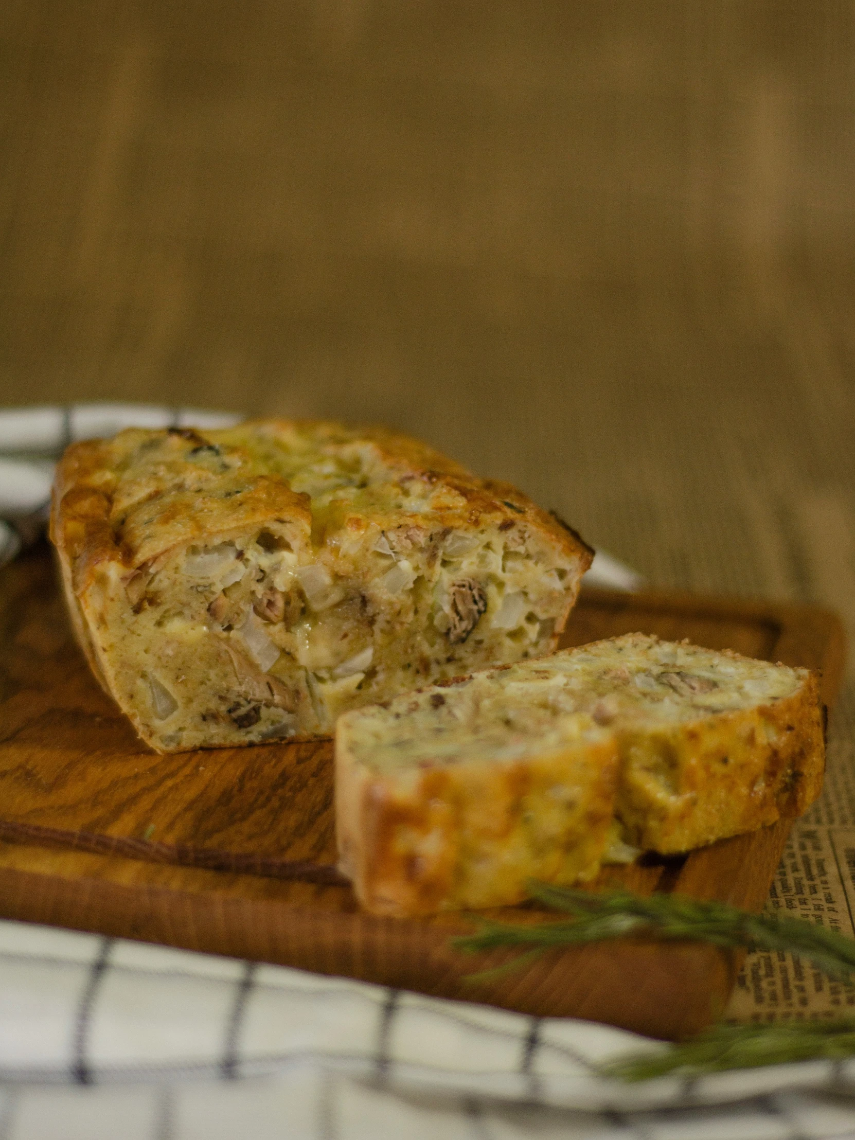 a delicious looking vegetable bread is sitting on a table