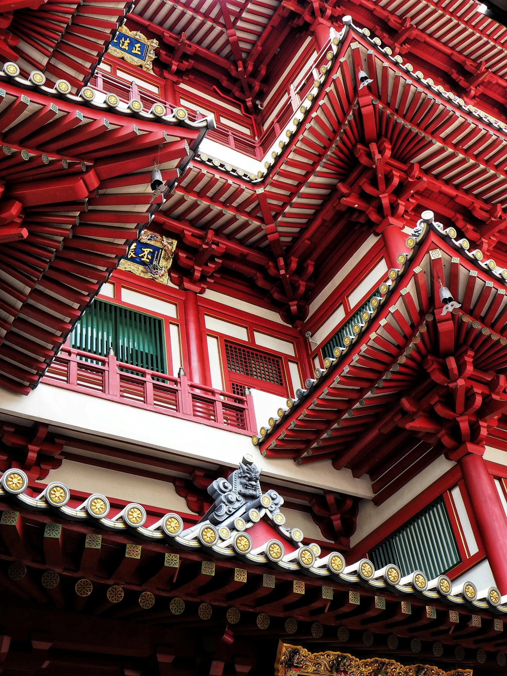 a beautiful view of an asian building with bright colors