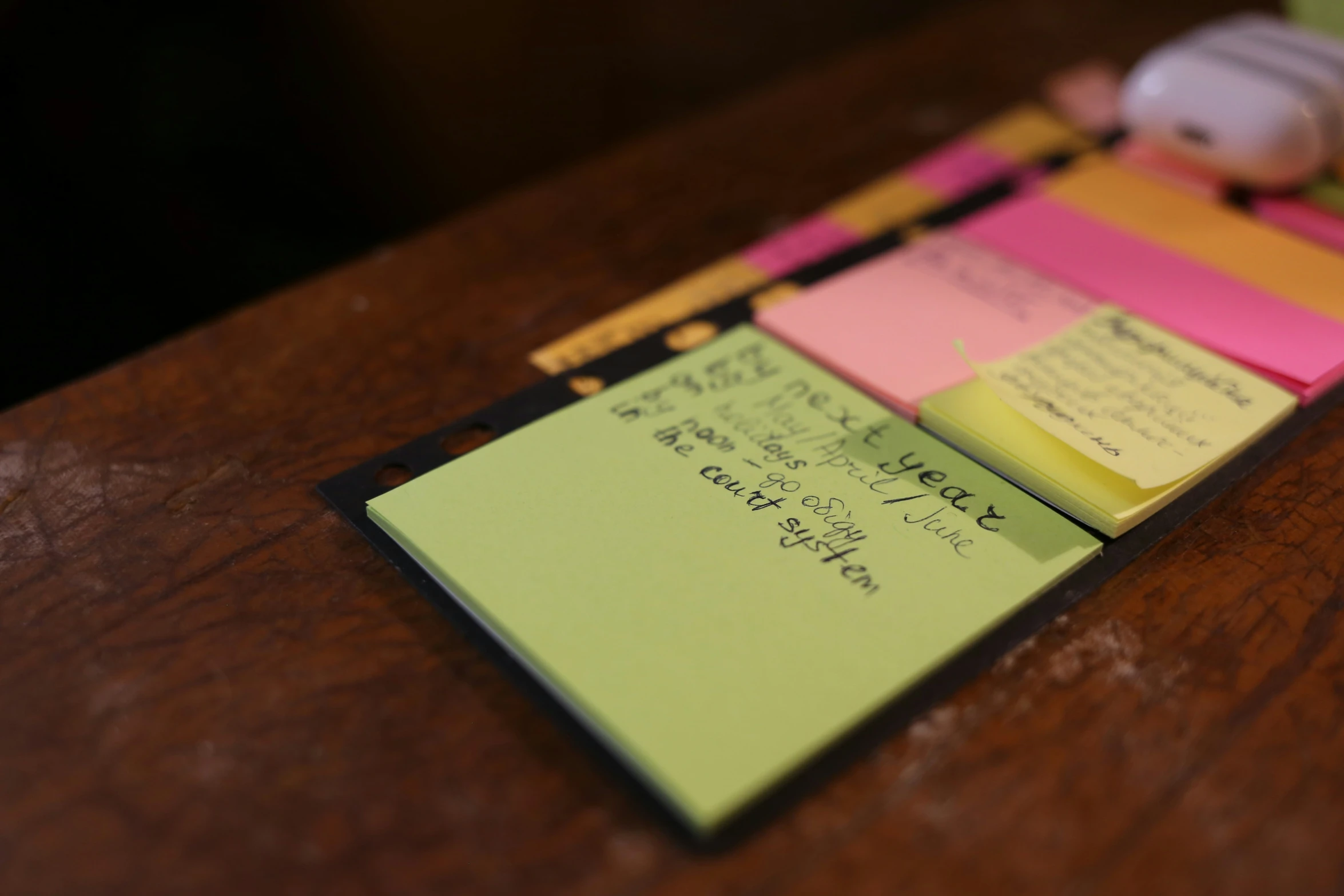 note papers are arranged with post it notes on them