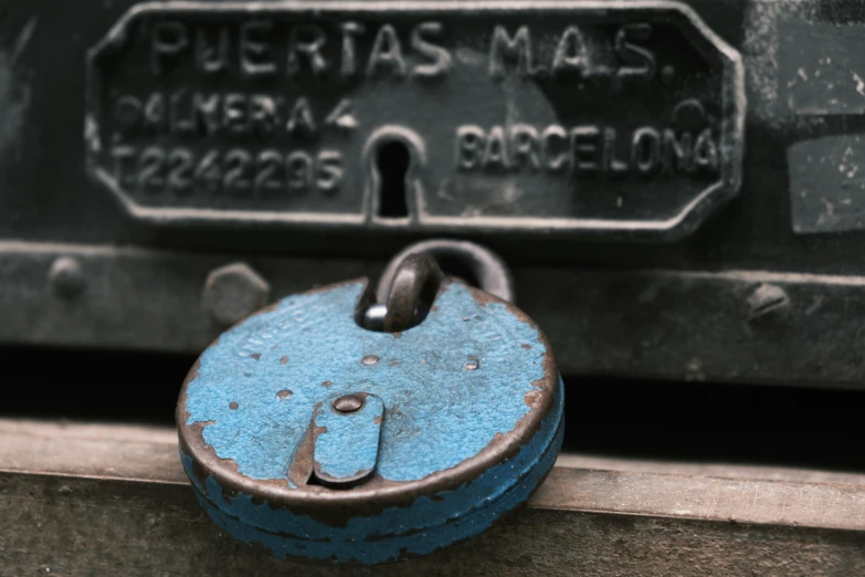 there is an image of a padlock in the door