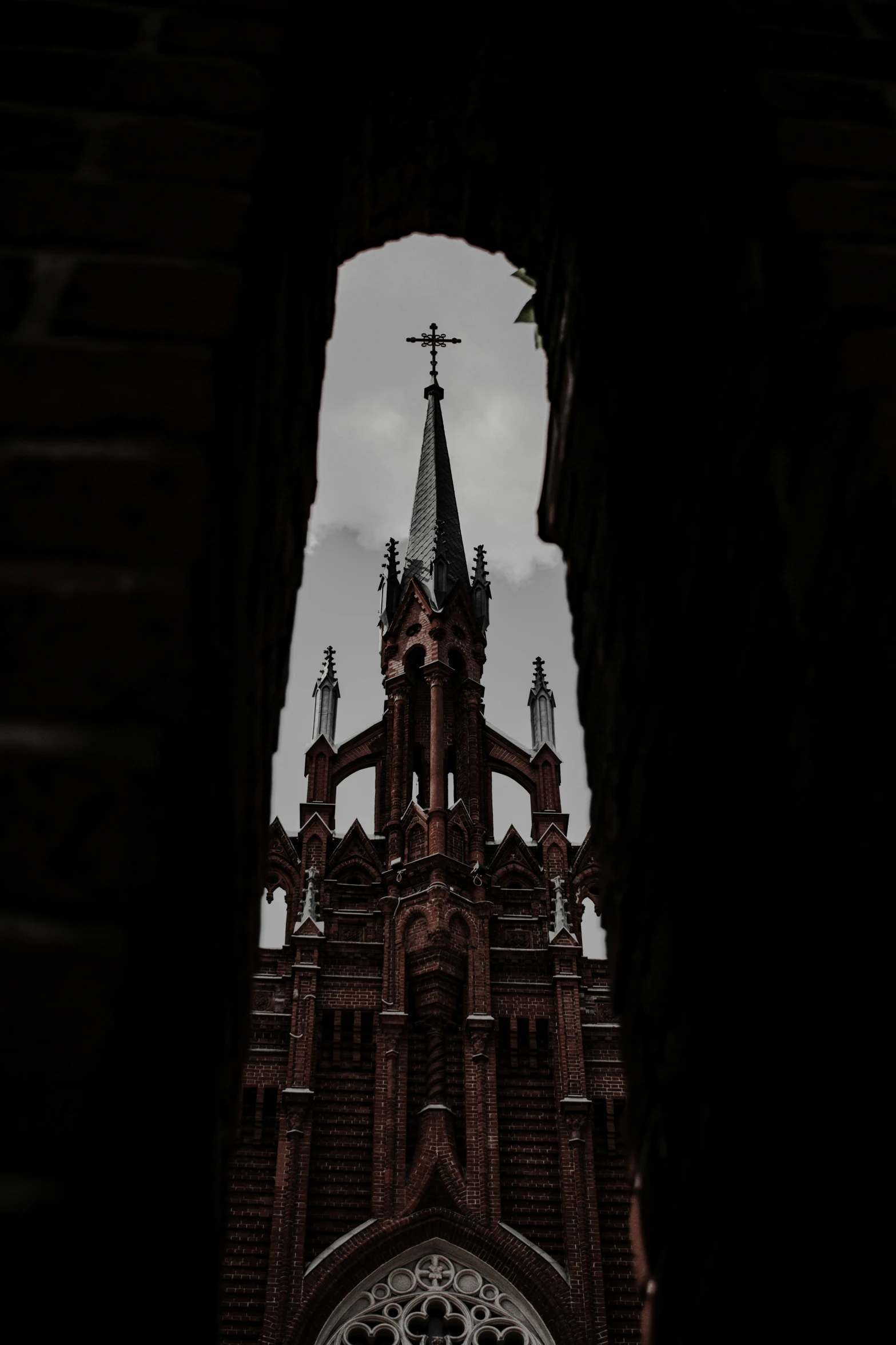 the back view of a building with a clock tower