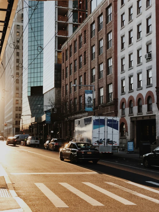 an empty street in the middle of a downtown