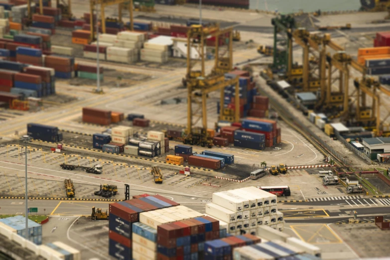 an overhead view of cargo containers at the terminal