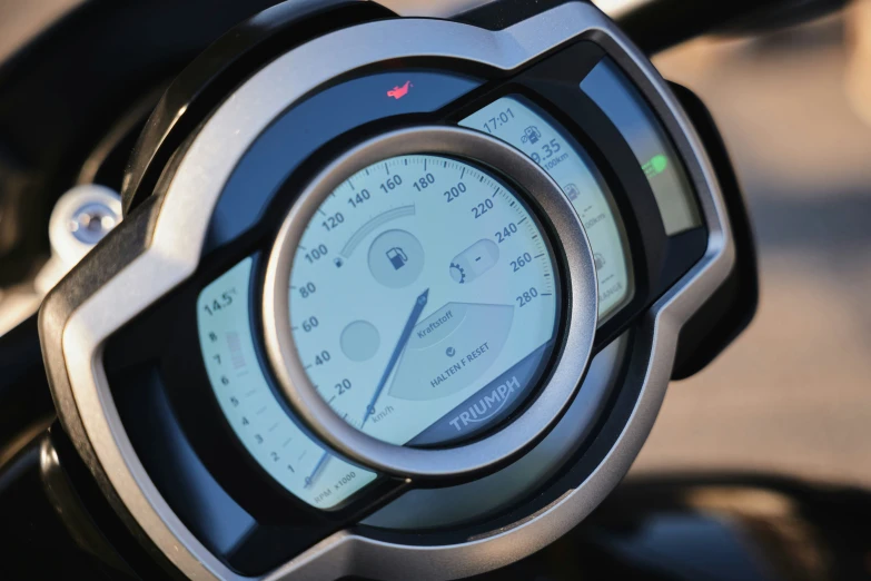 the meter is visible on a motorcycle