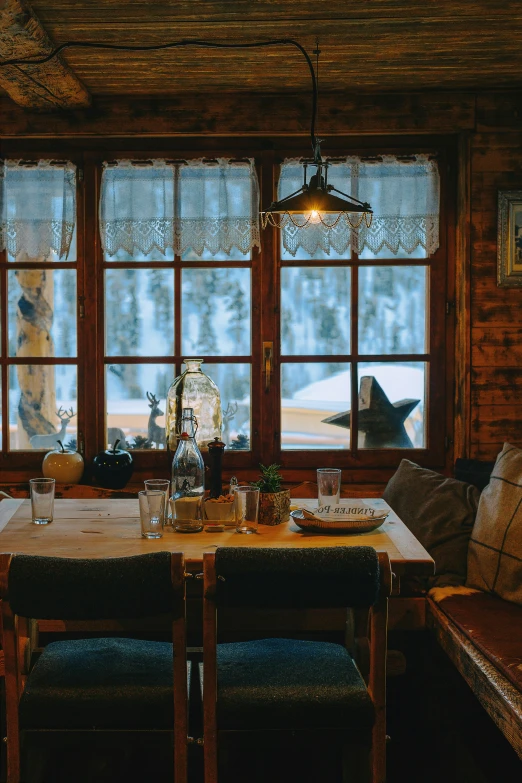 the dining room table is set for six people