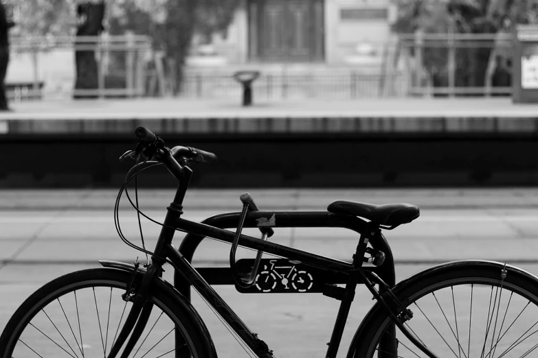 a black and white po of a bicycle