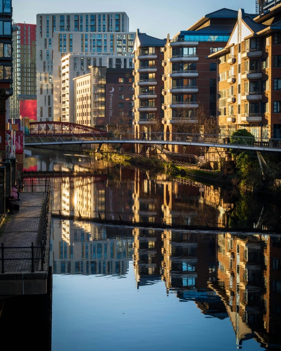 a city and its river with a bridge in it