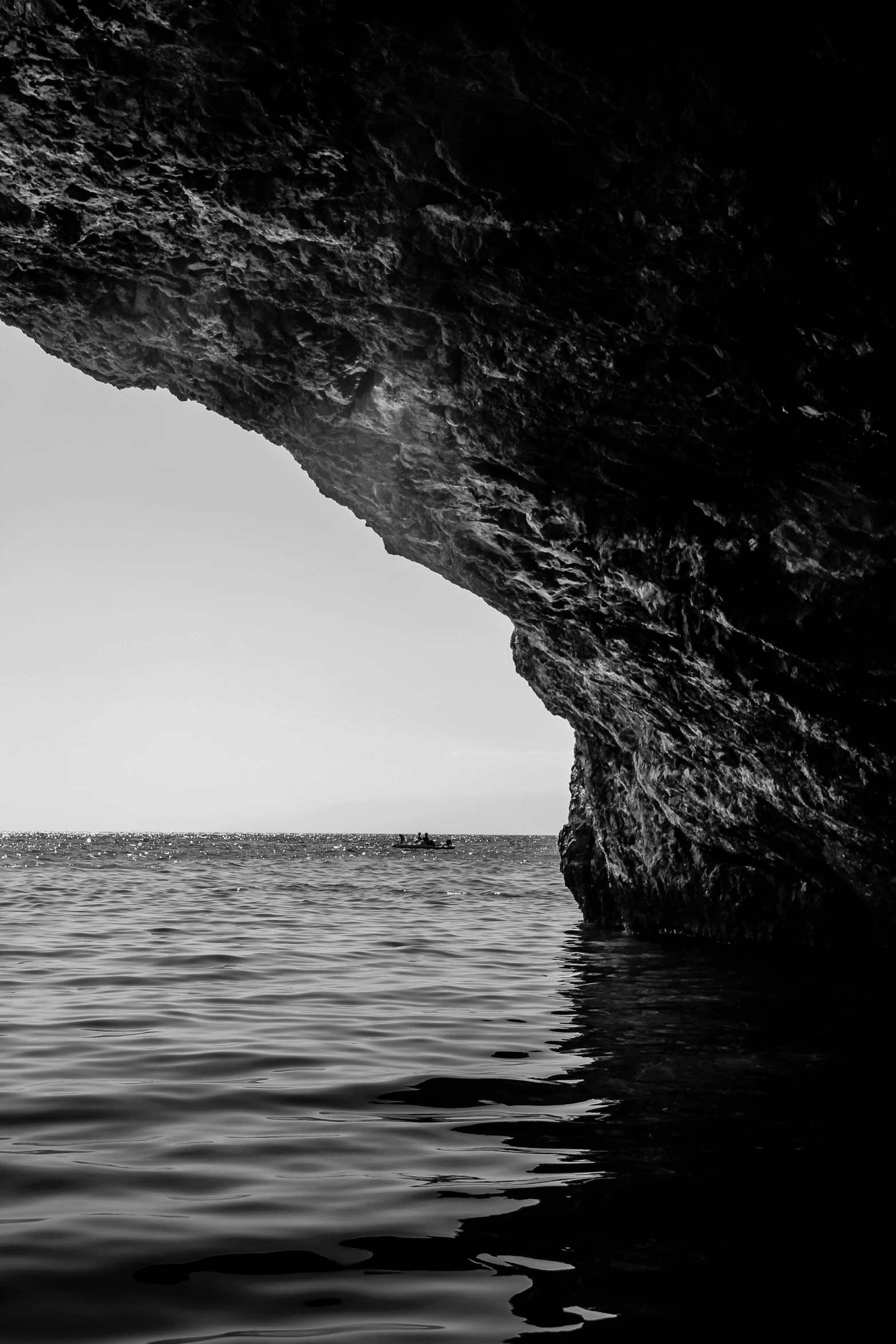 a po taken from inside of an ice cave at sea