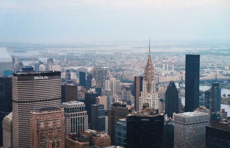 a large city has skyscrs as a backdrop