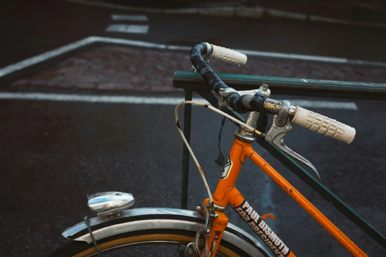 a bike that is sitting in the street