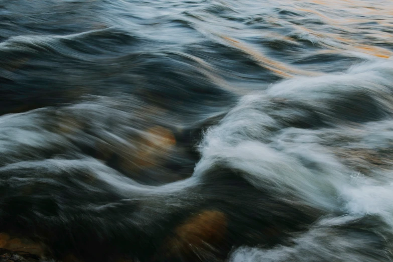 water running past rocks in the river