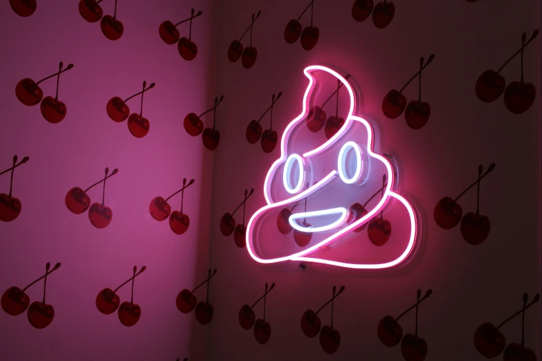 neon sign with a smiley face in the corner of a room