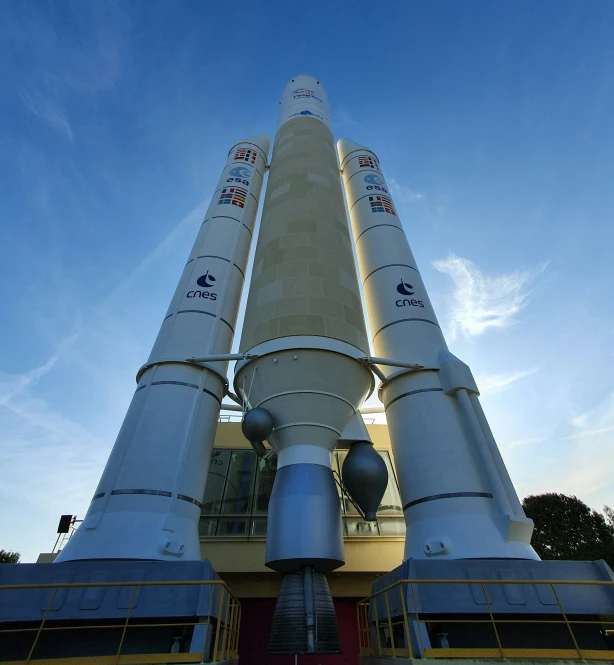 the large white building is on display outside