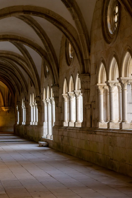 several stone arches in a long building