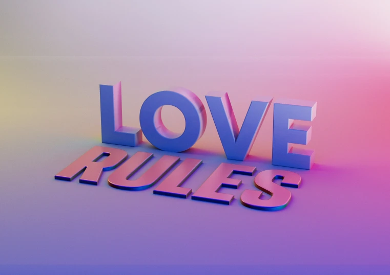 a 3d image of the word love rules