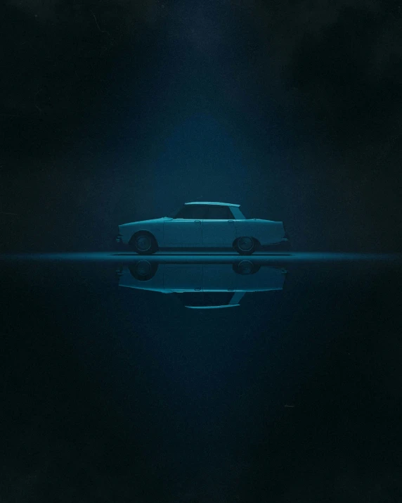 a car is shown in the middle of the water