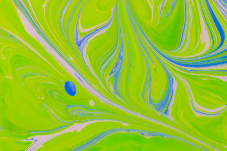 an abstract painting of a wavy yellow and blue swirl