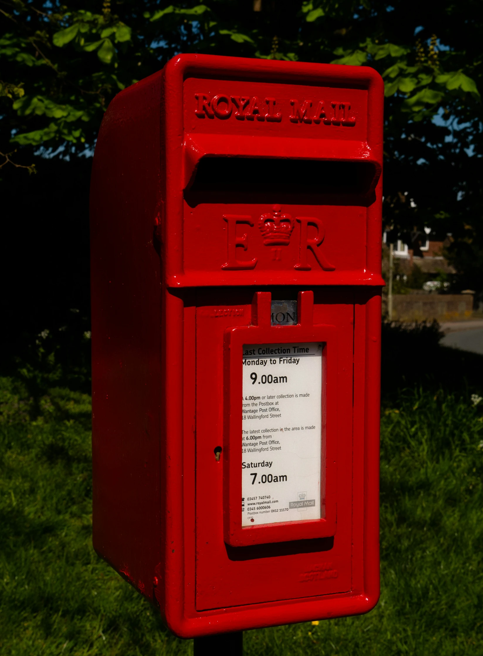 the mailbox is a very bright red