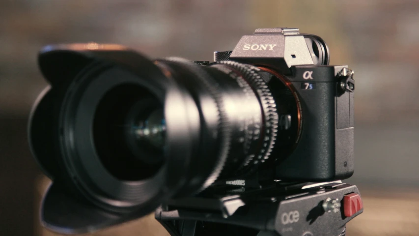 a sony camera set up on a tripod to take pictures