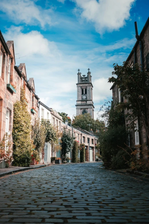 a city street that is made of stone