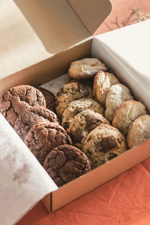 a close up of a box of cookies on a table