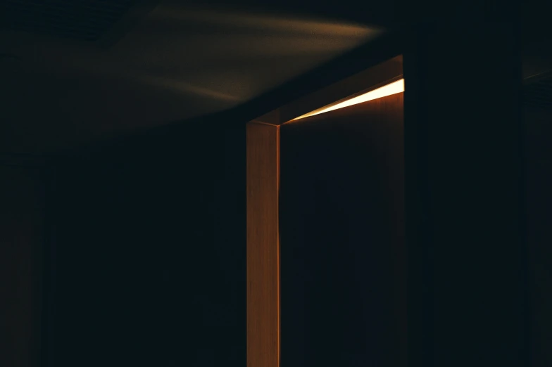 a single door that has a light inside