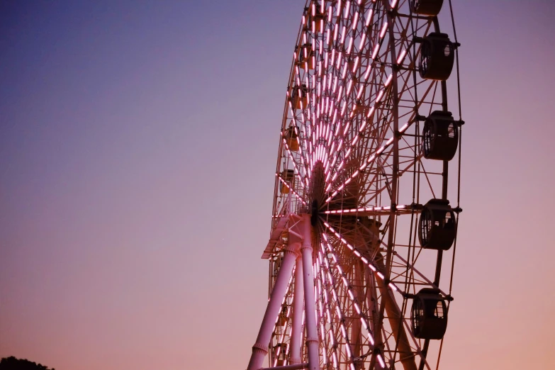 the ferris wheel has all lights on