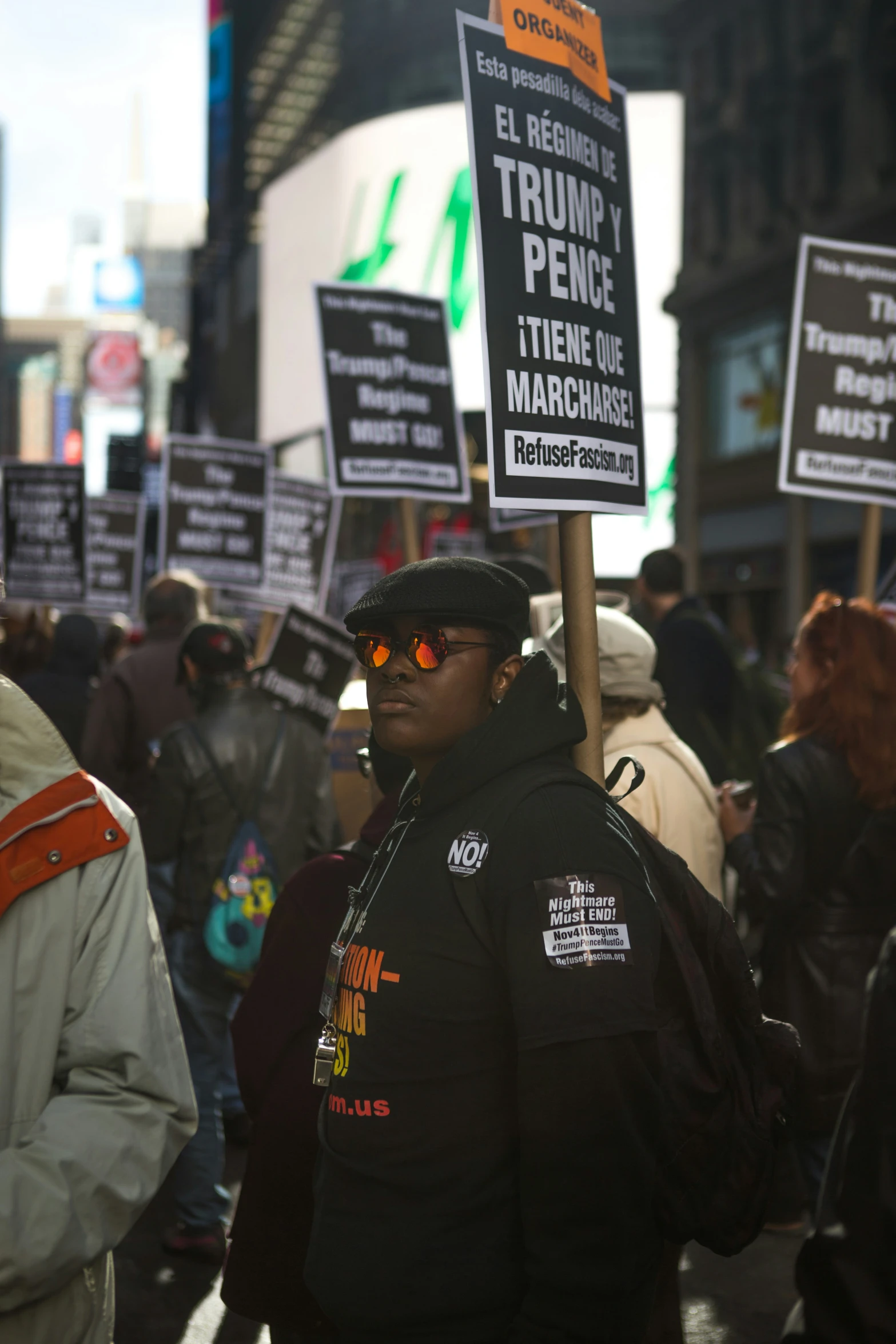 a protest in the middle of the street