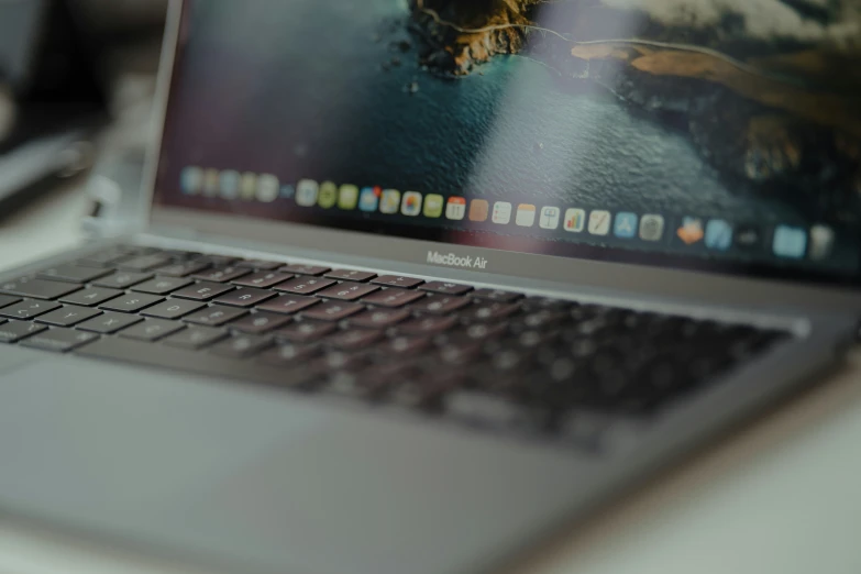 close up of a macbook with an unshielded keyboard